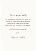 Minimalistische trouwkaart beige met bruin save the date 3