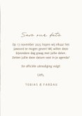 Minimalistische trouwkaart beige met bruin save the date 3