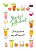 Moderne kaart met glazen, diverse drankjes, 65 jaar 3