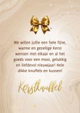 Moderne kerstkaart bruine kerstboom gouden strikken 3