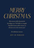 Moderne kerstkaart met eigen foto blauw en goudfolie kerst 3