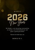 Moderne nieuwjaarskaart goudtinten 2026 futuristisch 3