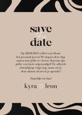 Moderne save the date kaart zwarte swirls beige achtergrond 3