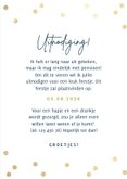 Moderne uitnodiging pensioen party gouden confetti & foto's 3