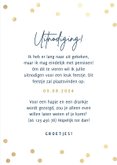 Moderne uitnodiging pensioen party gouden confetti & foto's 3