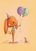Moederdagkaart met grappige bunny en ballonnen 2