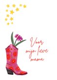 Moederdagkaart met stoere cowboylaars en bloemen 2