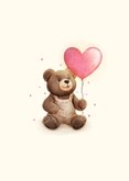 Moederdagkaart met teddybeer en roze hartballon 2