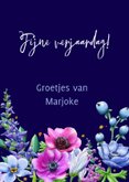 Mooie verjaardagskaart met rozen en diverse andere bloemen 3
