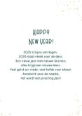 Nieuwjaarskaart 2026 goud sterretjes spetters 3