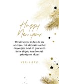 Nieuwjaarskaart 2027 zwart-wit met takjes en sterren 3
