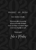 Nieuwjaarskaart happy new year oliebollen zwart 2026 3