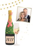 Nieuwjaarskaart illustratie champagne sterren 2027 2