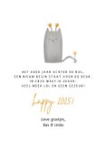 Nieuwjaarskaart kat happy meow year 3