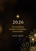 Nieuwjaarskaart met 2026 3D met 2 foto's en vuurwerk 3