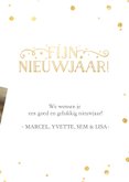 Nieuwjaarskaart met grote foto en wit met gouden confetti  3