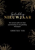 Nieuwjaarskaart met klassieke aftel klok en vuurwerk 3