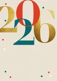 Nieuwjaarskaart modern typografisch 2026 goud kraft 2