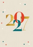 Nieuwjaarskaart modern typografisch 2027 goud kraft 2