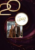 Nieuwjaarskaart rode marmer swirl zakelijk fotocollage 2027 2