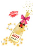 Nieuwjaarskaart 'Warm wishes and champagne kisses'. 2