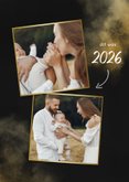 Nieuwjaarskaartje 2027 goud met sterretjes en waterverf 2
