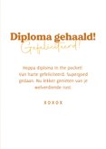 Oranje kaartje diploma gehaald gefeliciteerd met kat 3