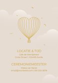 Originele beige trouwkaart met gouden luchtballon hart 2