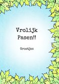 Paaskaart met twee vogels en kuikentje in een nest 3