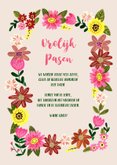 Paaskaart vrolijk pasen bloemen en paashaasjes 3
