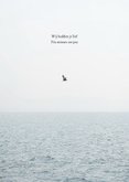 Rouwkaart met de zee een vogel blauw 2