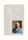 Rouwkaart met foto grijs met illustratie bloem 2
