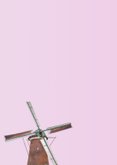 Roze felicitatiekaart met foto van een molen 2