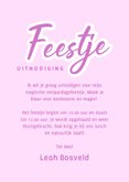Roze kinderfeestje uitnodiging met eenhoorn en sterren 3
