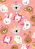Roze uitnodiging kinderfeestje meisjes met lieve diertjes  2