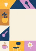 Samenwoonkaart vrolijke blokken met illustraties 2