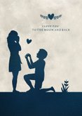 Save the Date kaart met silhouet van aanzoek in volle maan 2