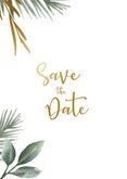 Save the date kerstkaart met kersttakjes en gouden tekst 2