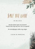 Save the date trouwkaart botanisch goud waterverf 3