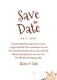 Save the date uitnodiging hout boomstam feestje foto hartjes 3