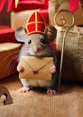 Sinterklaaskaartje klein berichtje sinterklaas muis mijter 2