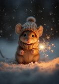 Sprankelend nieuwjaarskaartje met schattig muisje 2