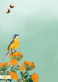 Sterktekaart met gekleurde bloemen en vogels 2