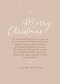 Stijlvol beige kerstkaartje met een foto in boog en sterren 3