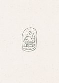 Stijlvol kerstkaartje met illustratie van huisje in stolp 2