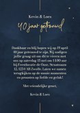 Stijlvolle donkerblauwe jubileumkaart met gouden details 3