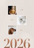 Stijlvolle foto kerstkaart fotocollage en 2026 op beige 2