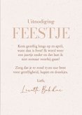 Stijlvolle foto uitnodiging voor een feestje beige 3