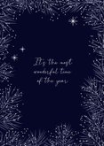 Stijlvolle kerstkaart twee fotos blauwe dennentakjes 2