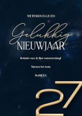 Stijlvolle nieuwjaarskaart met marmer swirl en groot jaartal 3
